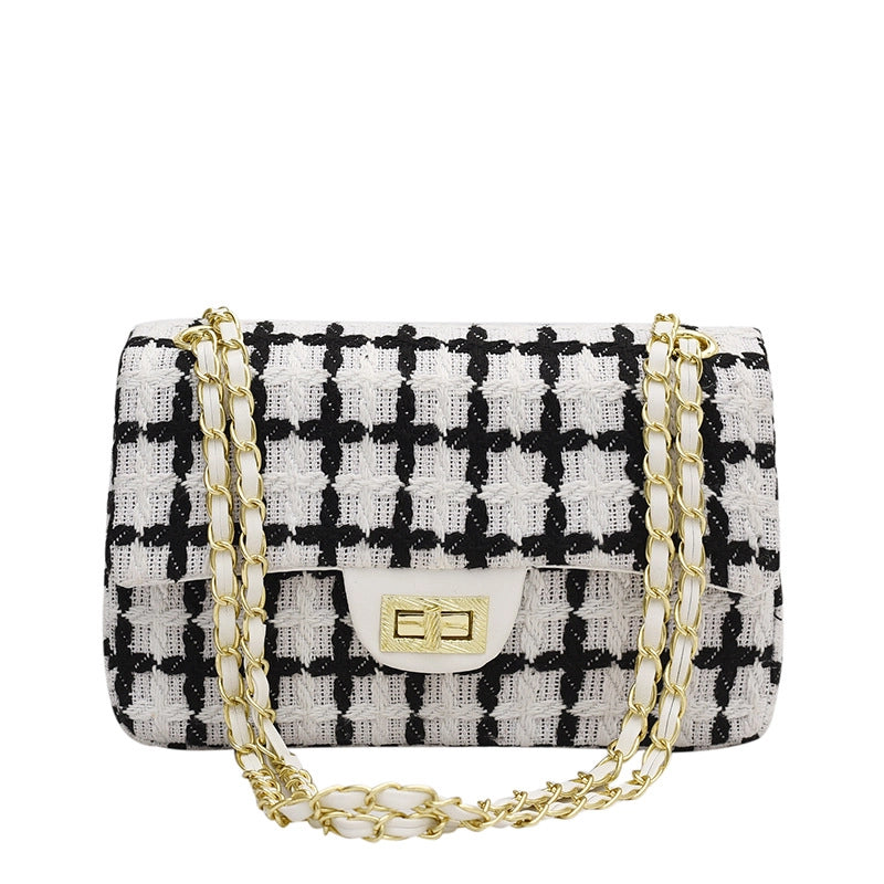 Women's All Seasons Braid Plaid Streetwear Square Lock Clasp Square Bag