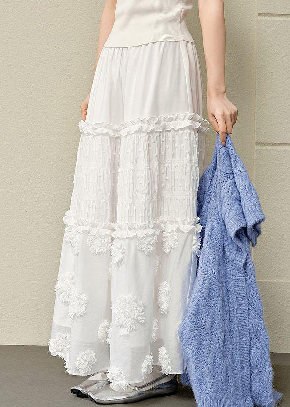 Bohemian White Ruffled High Waist Cotton Skirts Summer