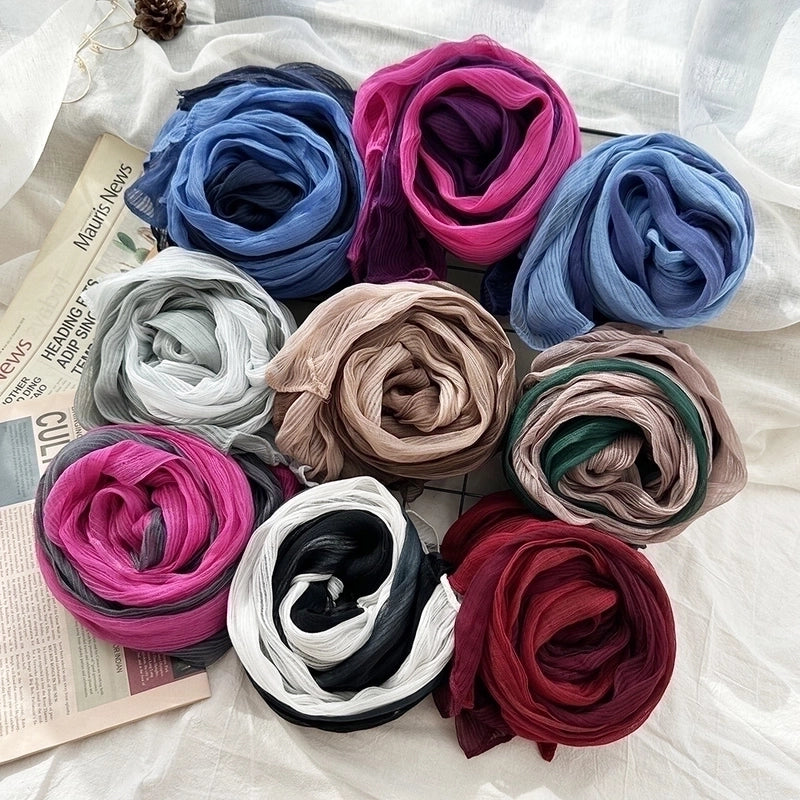Women's Elegant Sweet Color Block Silk Silk Scarf