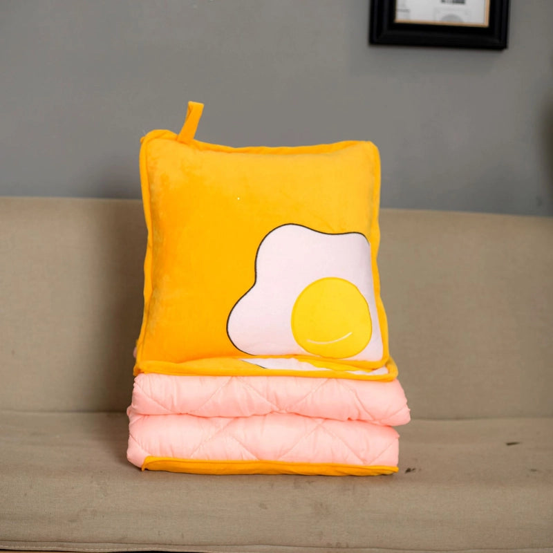 Pillow And Quilt Dual-Use Office Nap Small Pillow Car Back Seat Cushion Air Conditioning Blanket Folding Blanket Printed