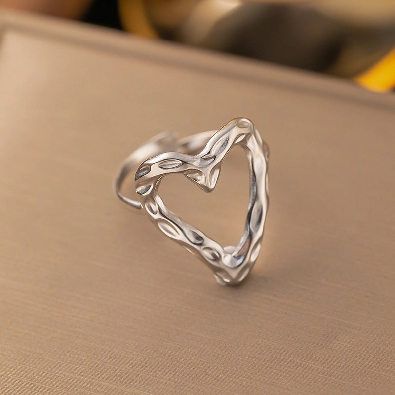 Minimalist Heart Shape Titanium Steel Plating Rings