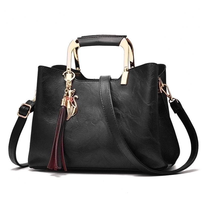 Women's Large Pu Leather Solid Color Vintage Style Square Zipper Shoulder Bag Handbag Crossbody Bag