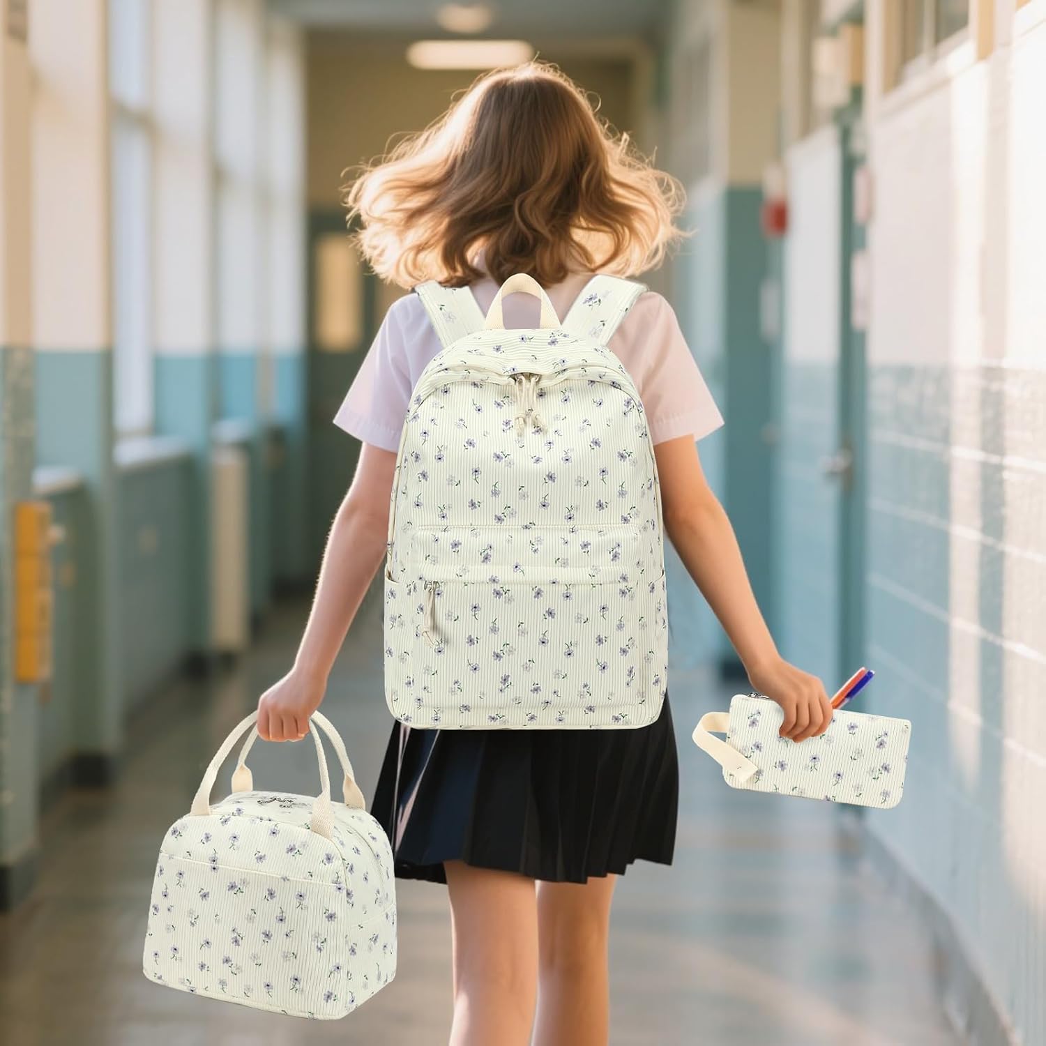Bluboon School Backpack Teens Girls Boys Kids School Book Bags with Lunch Box Pencil Bag