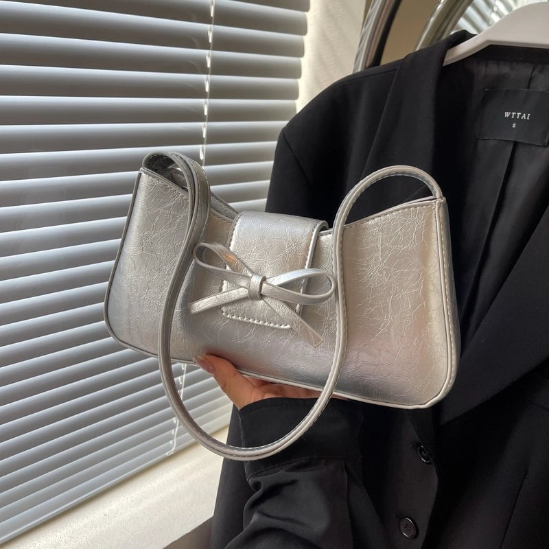 Women's Medium Pu Leather Solid Color Vintage Style Classic Style Sewing Thread Square Zipper Underarm Bag