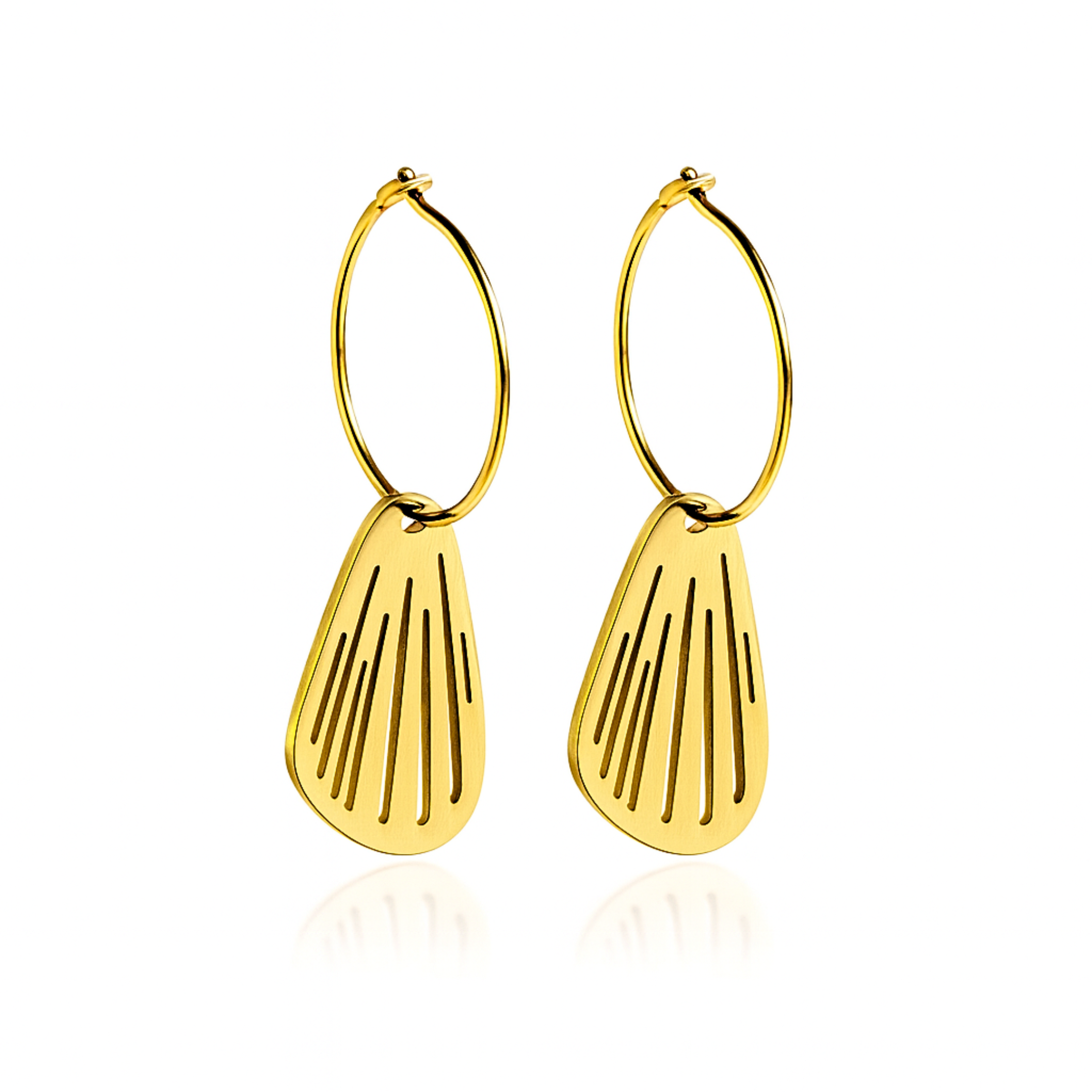 Butterfly wing charm hoops - Gold