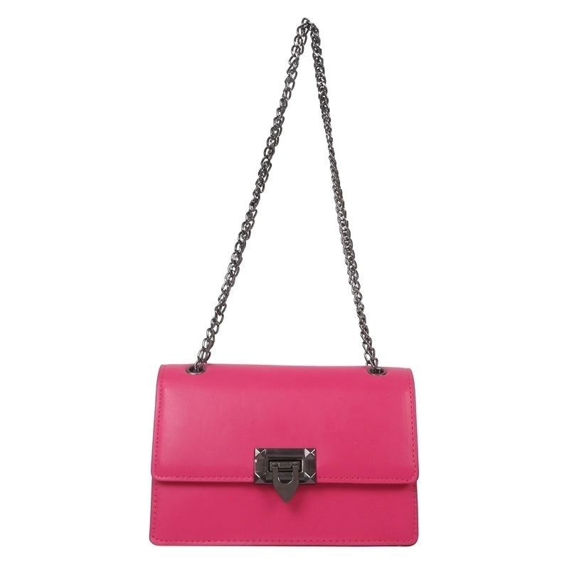 Women's Pu Leather Solid Color Classic Style Square Lock Clasp Shoulder Bag Crossbody Bag