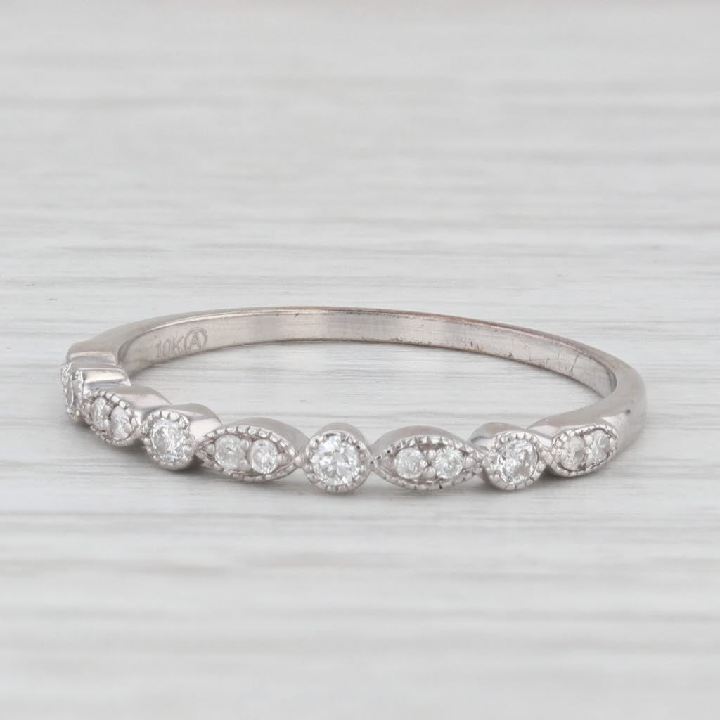 0.12ctw Diamond Stackable Ring 10k White Gold Size 8 Wedding Band