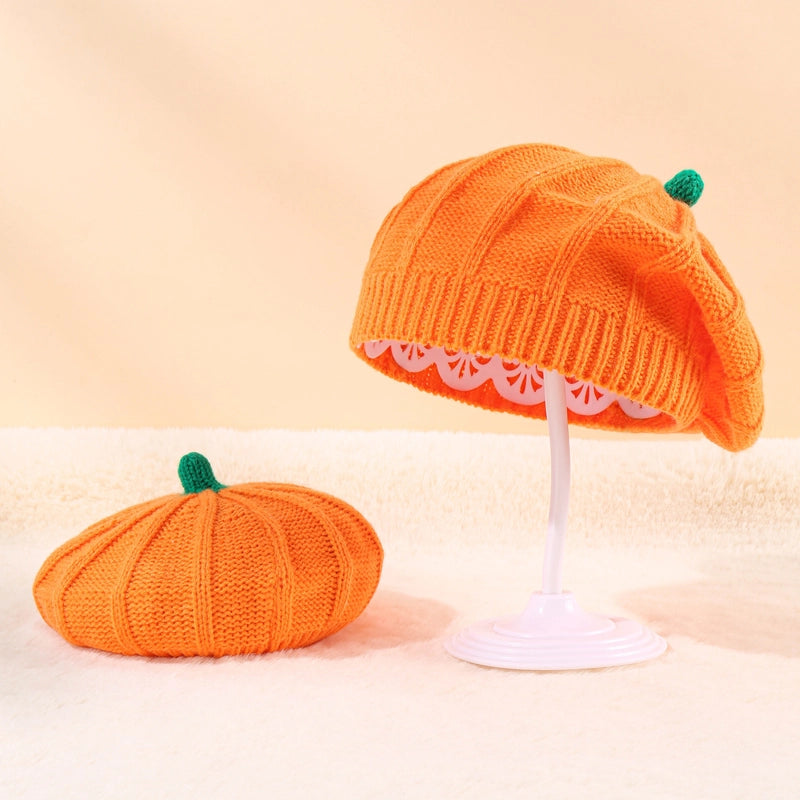 Children Unisex Adults Cartoon Style Cute Minimalist Pumpkin Eaveless Wool Cap