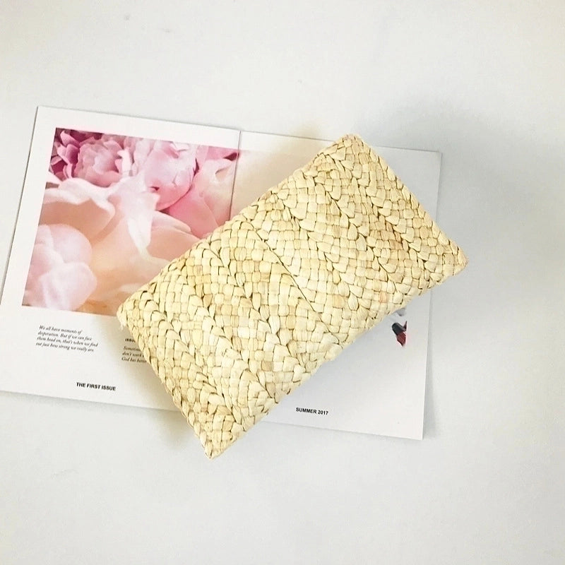 Yellow Rose Red Red Straw Solid Color Square Evening Bags