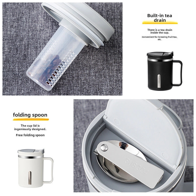 Stainless Steel Cup With Lid Mug With Spoon Office Cup Tea Cup Coffee Cup Thermos Cup For Girls And Boys