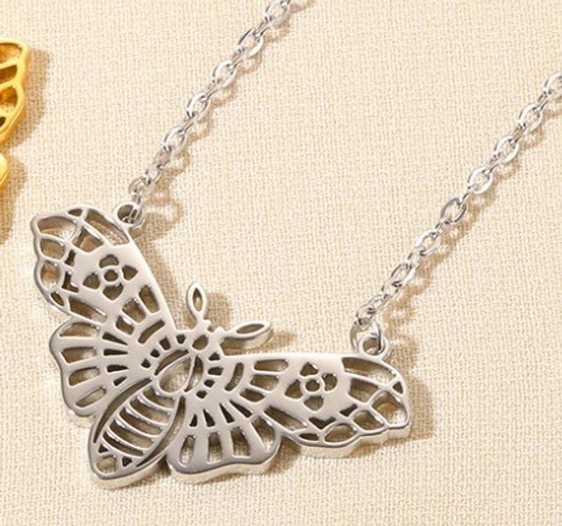 Minimalist Devil's Eye Heart Shape Butterfly Stainless Steel Plating Hollow Out Pendant Necklace