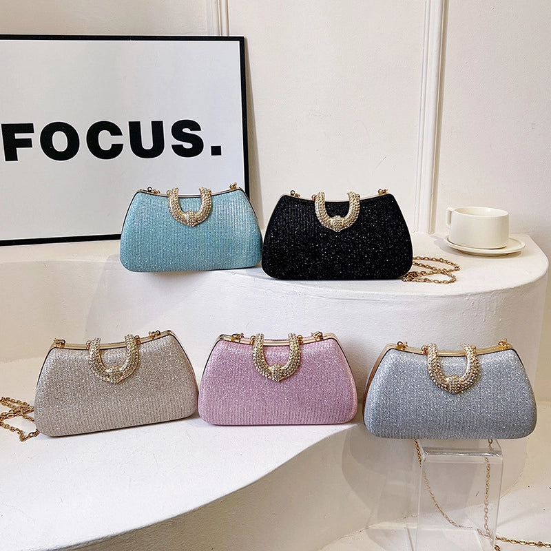 Silver Gold Pink PVC Solid Color Square Evening Bags
