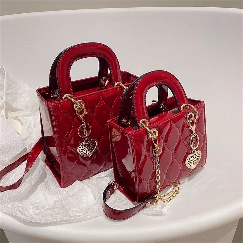 Women's Medium Pu Leather Lingge Fashion Square Zipper Crossbody Bag
