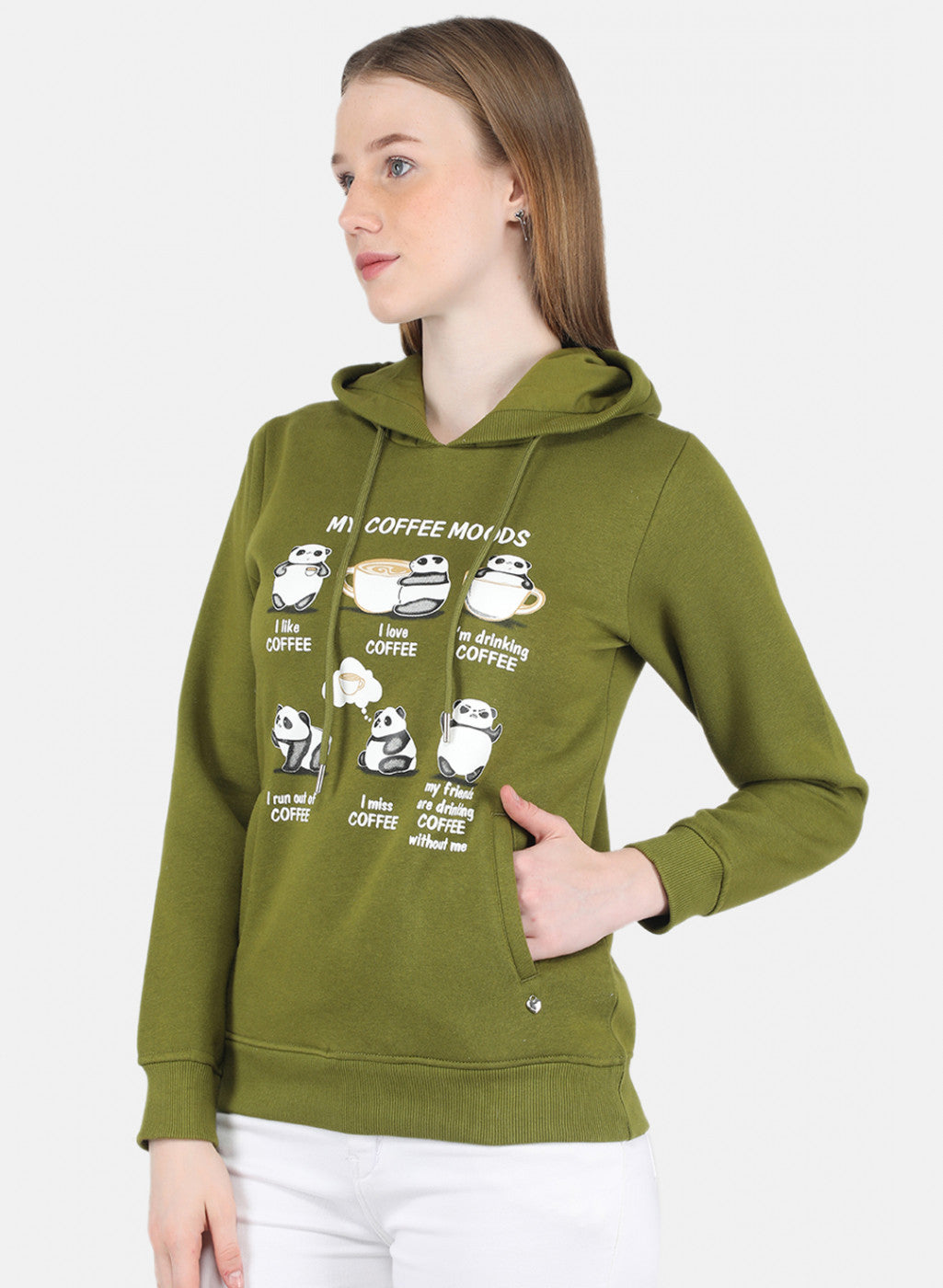 Women Green Printed Sweatshirt