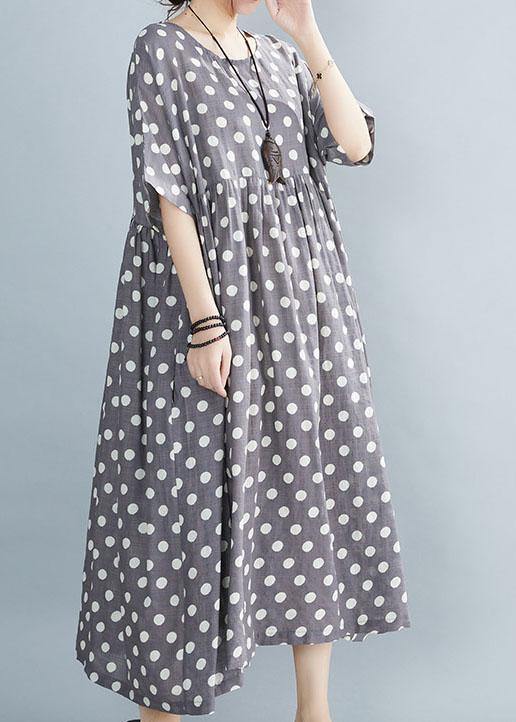 Grey Dot Patchwork Summer Party Dresses
