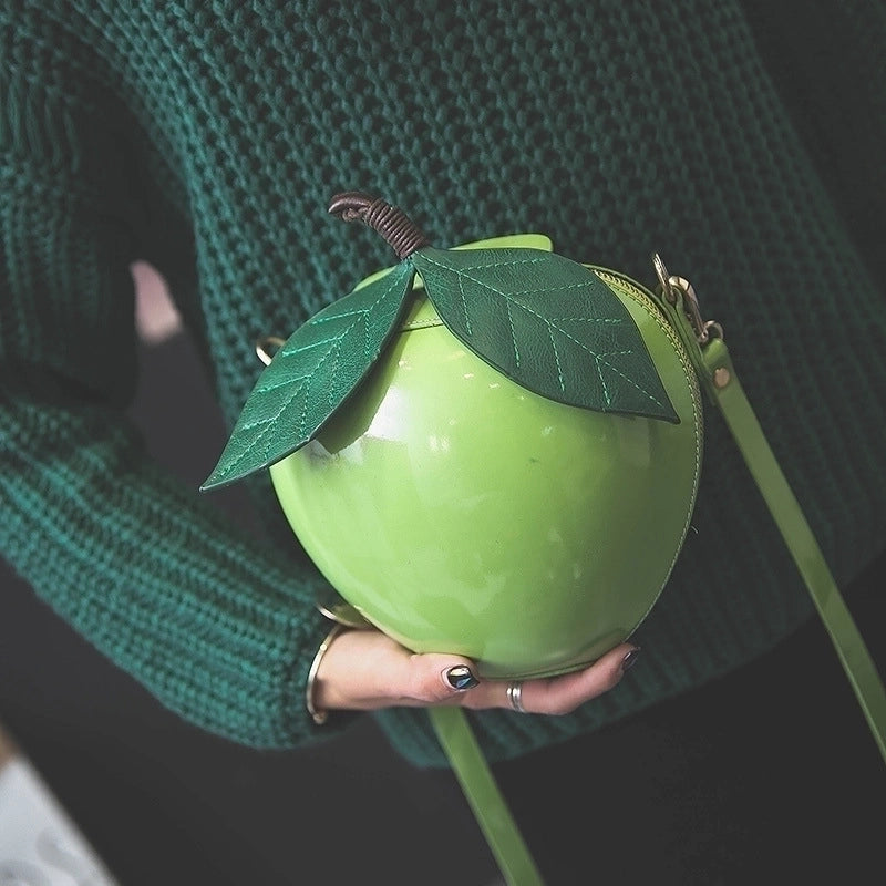 Women's Pu Leather Fruit Streetwear Round Zipper Circle Bag