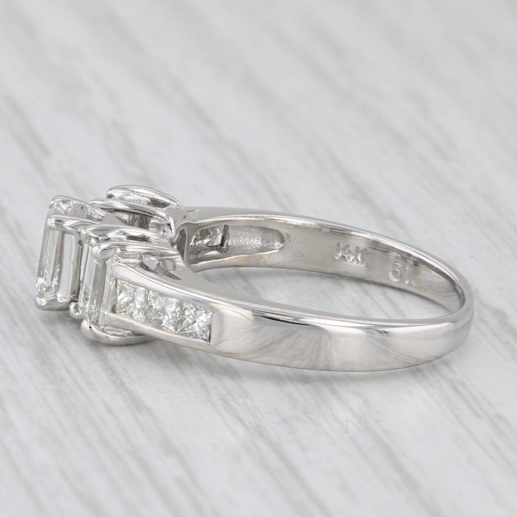 1.24ctw 3-Stone Emerald Cut Engagement Ring 14k White Gold Size 6.25