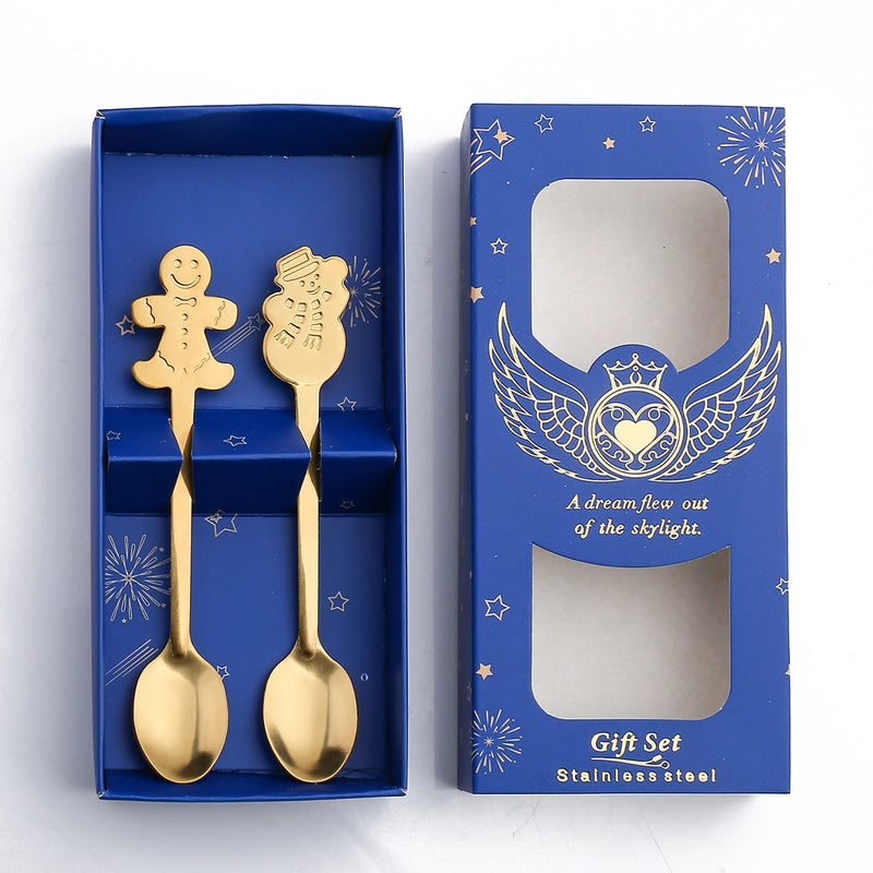 Christmas Cute Christmas Socks Gingerbread Snowman 410 Stainless Steel Spoon 1 Piece 1 Set