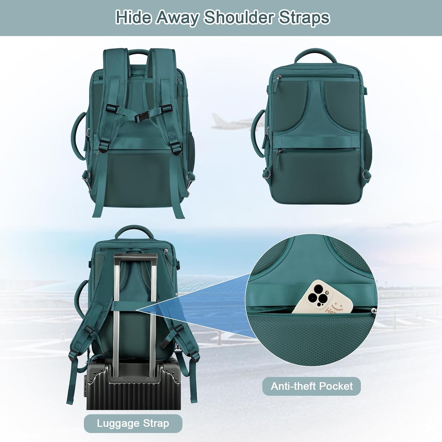 Large Travel Backpack for Women Men, Expandable 40L Carry On Backpack, 17 Inch Laptop Backpack College Bookbag, Waterproof Travel bag as Person Item Flight Approved