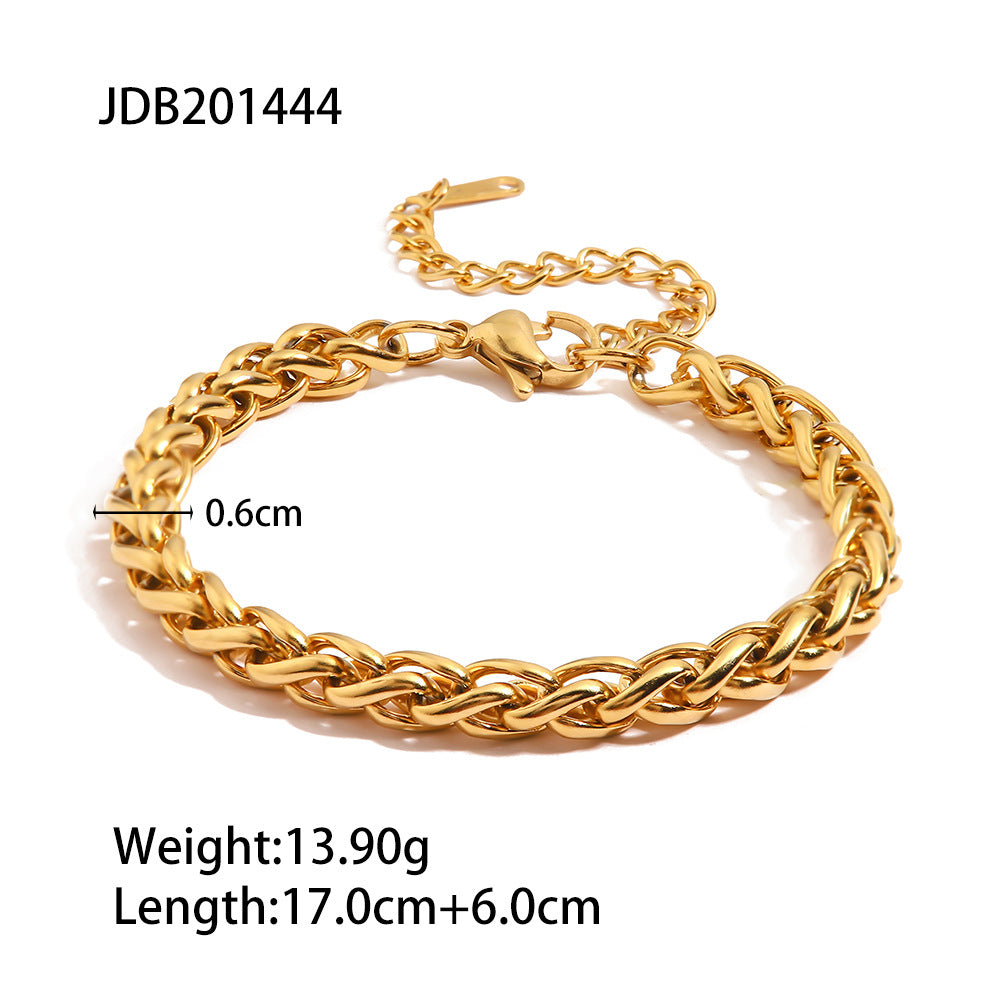 Jie Ding Stainless Steel Gold Pearl Bracelet Niche Metal Chain Titanium Steel Jewelry