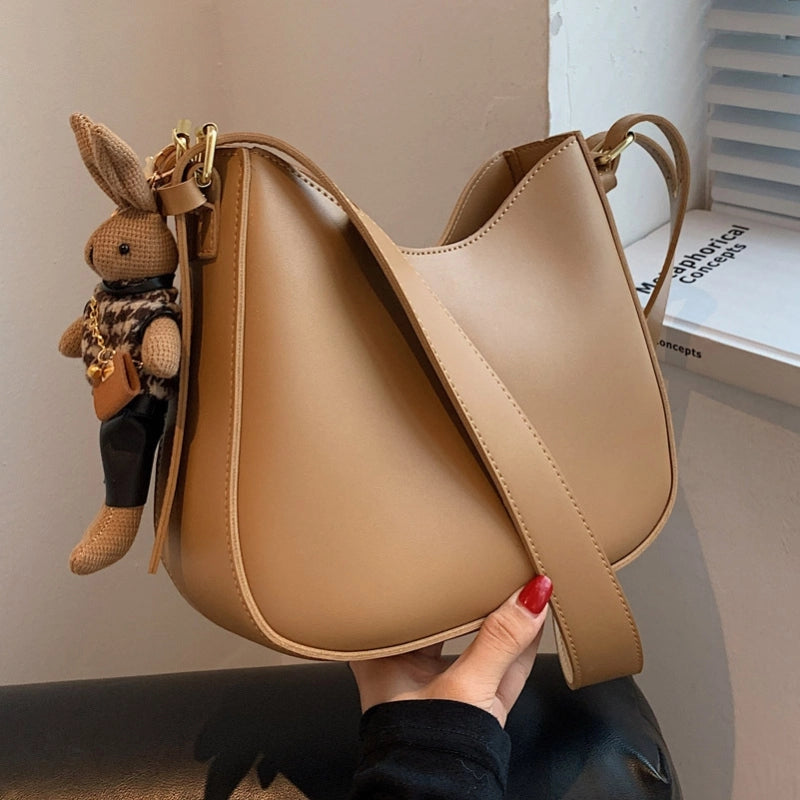Women's Medium Pu Leather Solid Color Basic Classic Style Zipper Tote Bag
