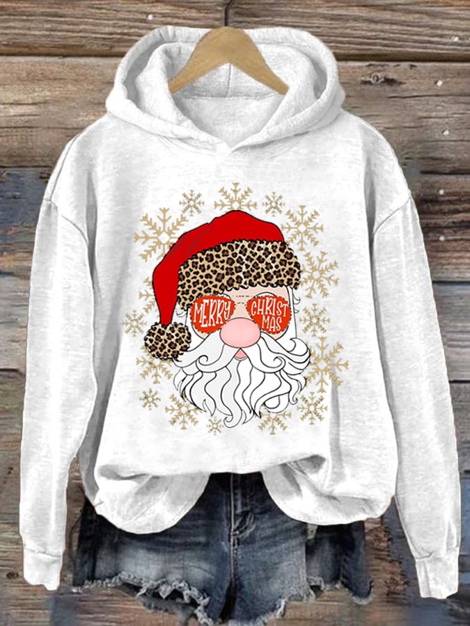 Women's Cute Santa Claus Print Hoodie