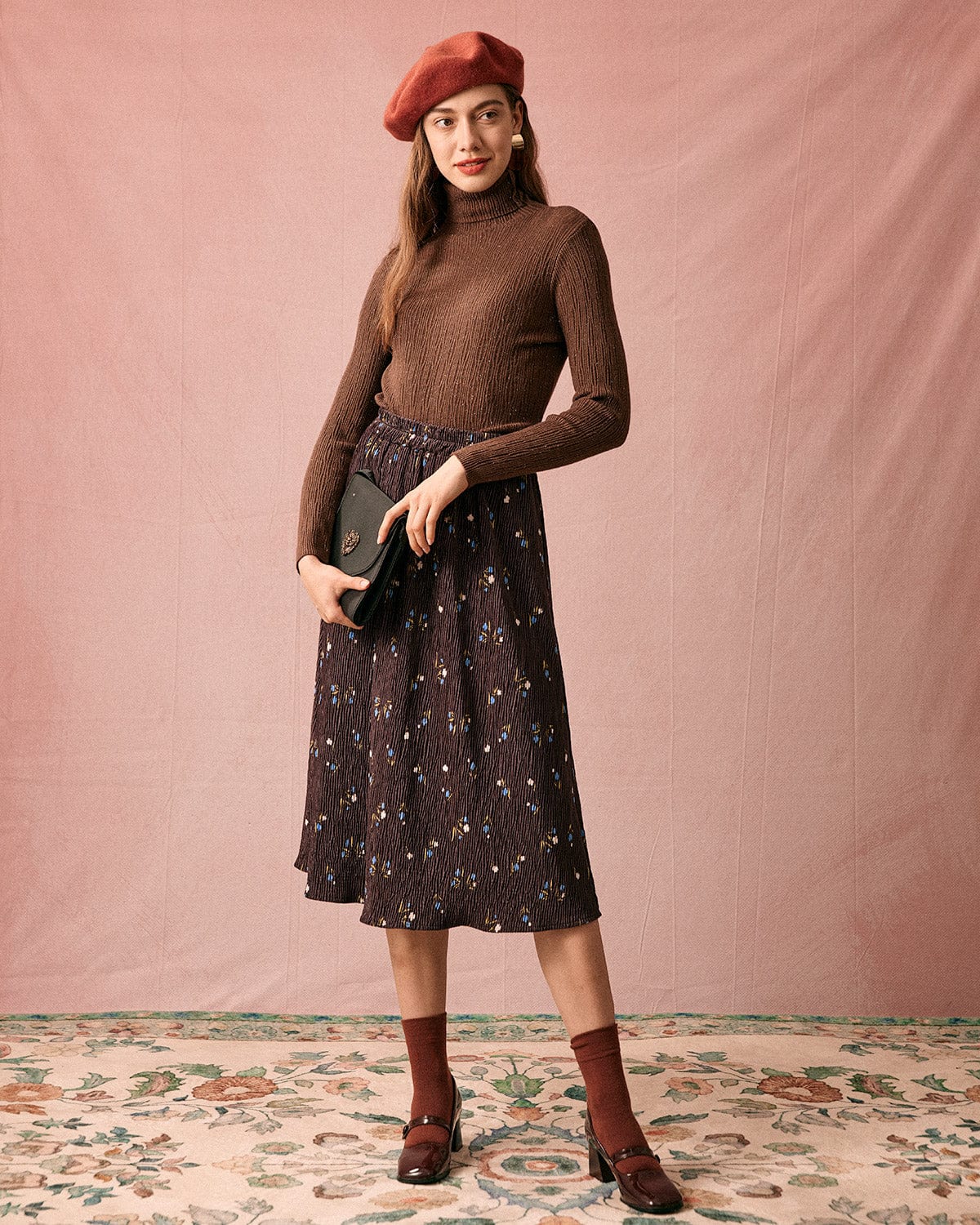 The Solid Textured Turtleneck Knit Top