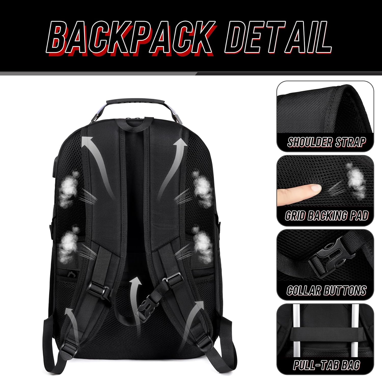 Z-MGKISS Travel Backpack, 50L Extra Large Travel Laptop backpack, Travel Backpack for Men Women with TSA Airline Approved Luggage Bussiness Backpack, Black