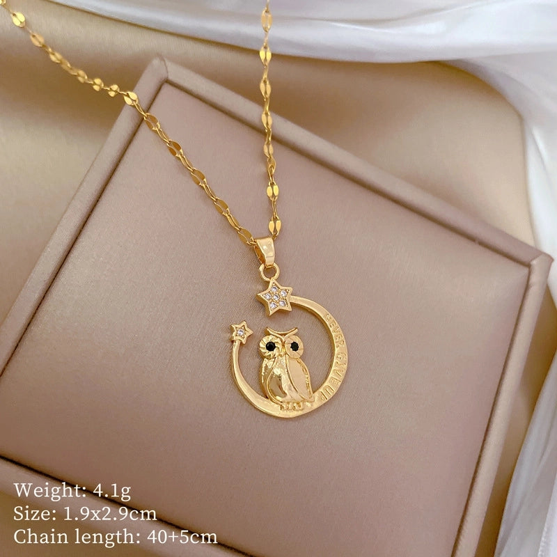 Fashion Geometric Titanium Steel Copper Plating Artificial Diamond Necklace