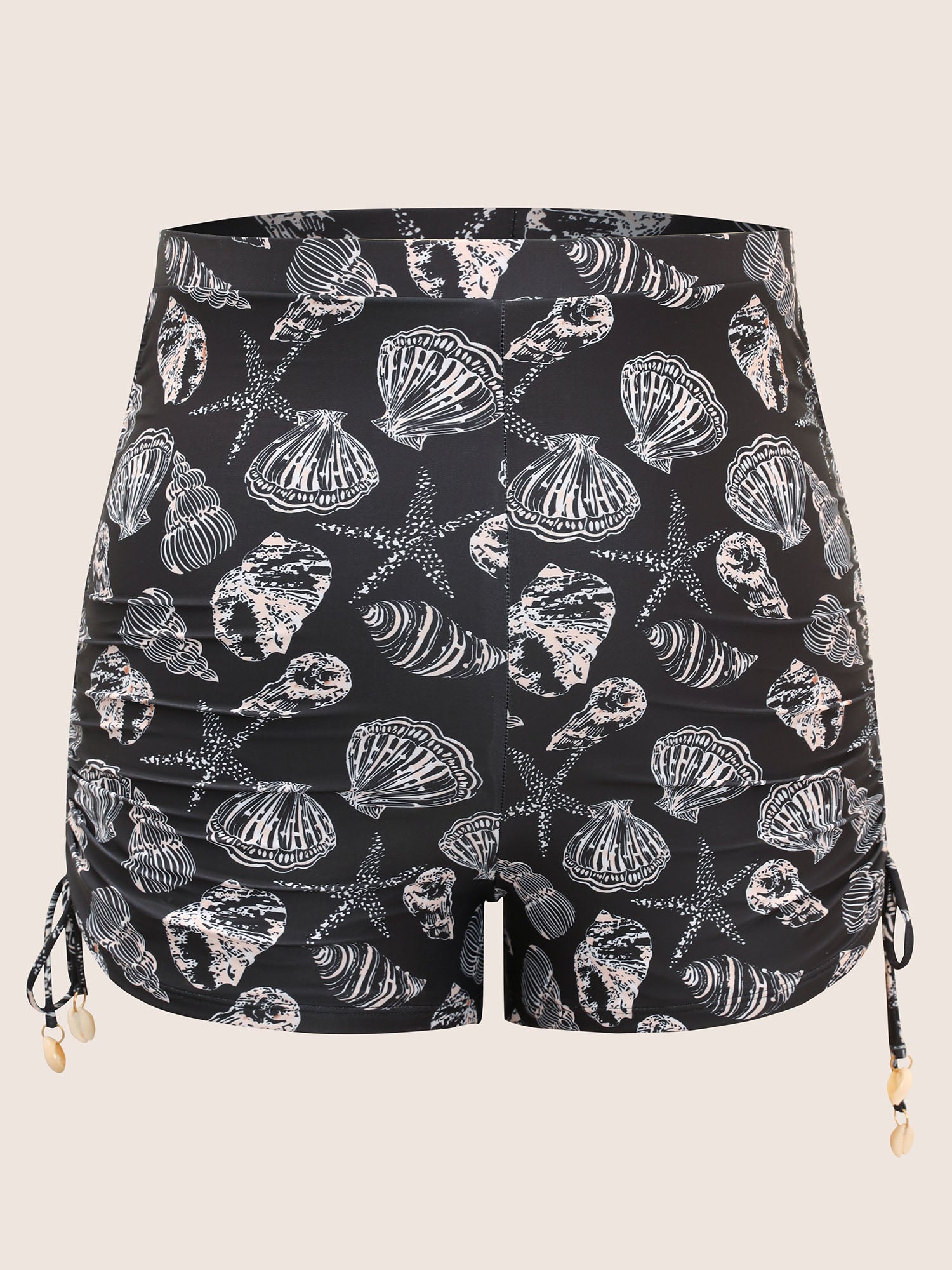 Shell Print Drawstring Side Skinny Swim Bottom