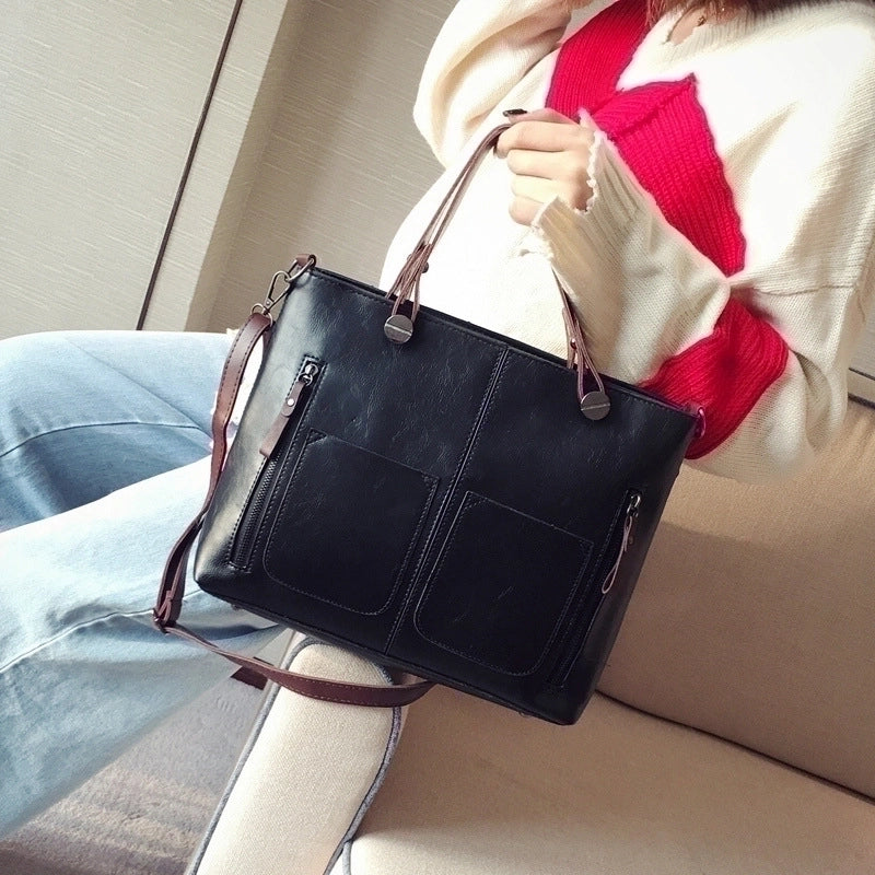 Large Pu Leather Streetwear Tote Bag Handbag