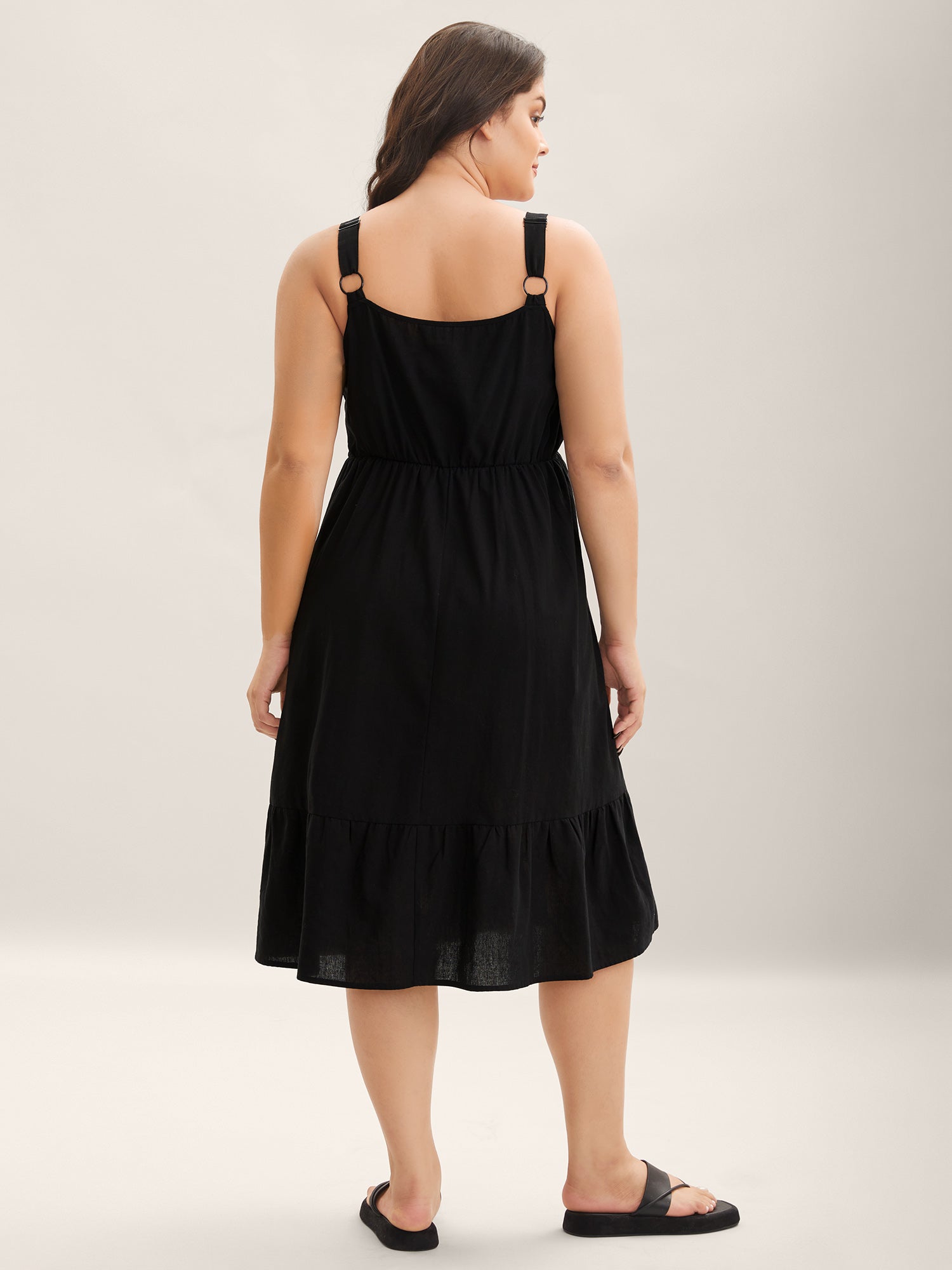 Cotton Crochet Floral Stretchy Waist Midi Dress