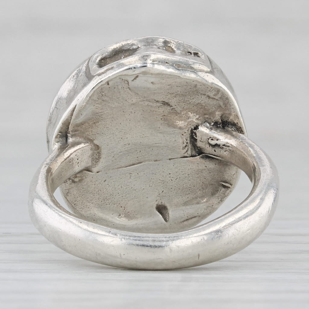 Swirl Statement Ring Hammered Sterling Silver Size 8.5