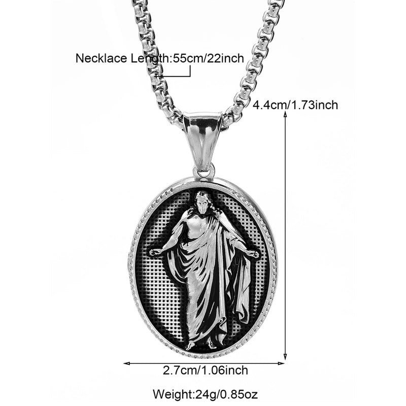 Modern Style Classic Style Portrait Cross Solid Color 304 Stainless Steel 18K Gold Plated Round Pendant Necklace