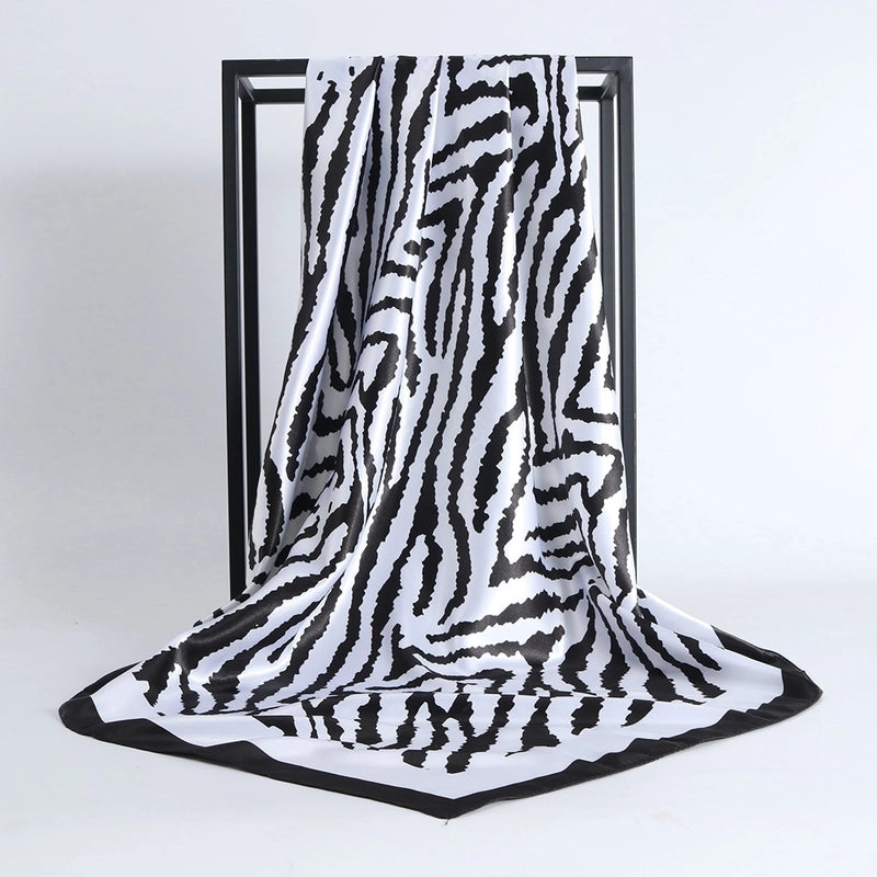 Unisex Vintage Style Leopard Satin Silk Scarf
