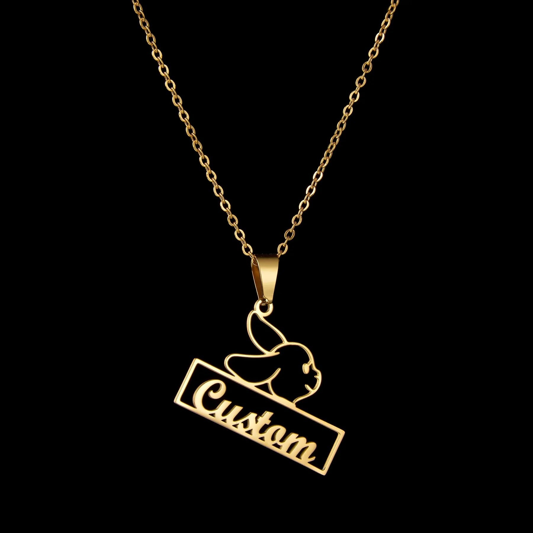 Custom Animal Outline Pendant Necklace With Name Design