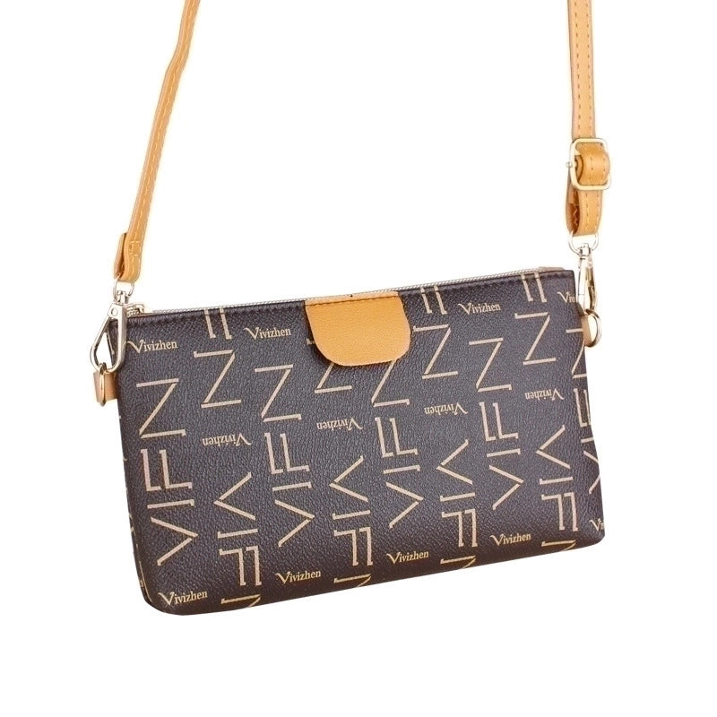Women's Pu Leather Geometric Fashion Square Zipper Shoulder Bag Crossbody Bag