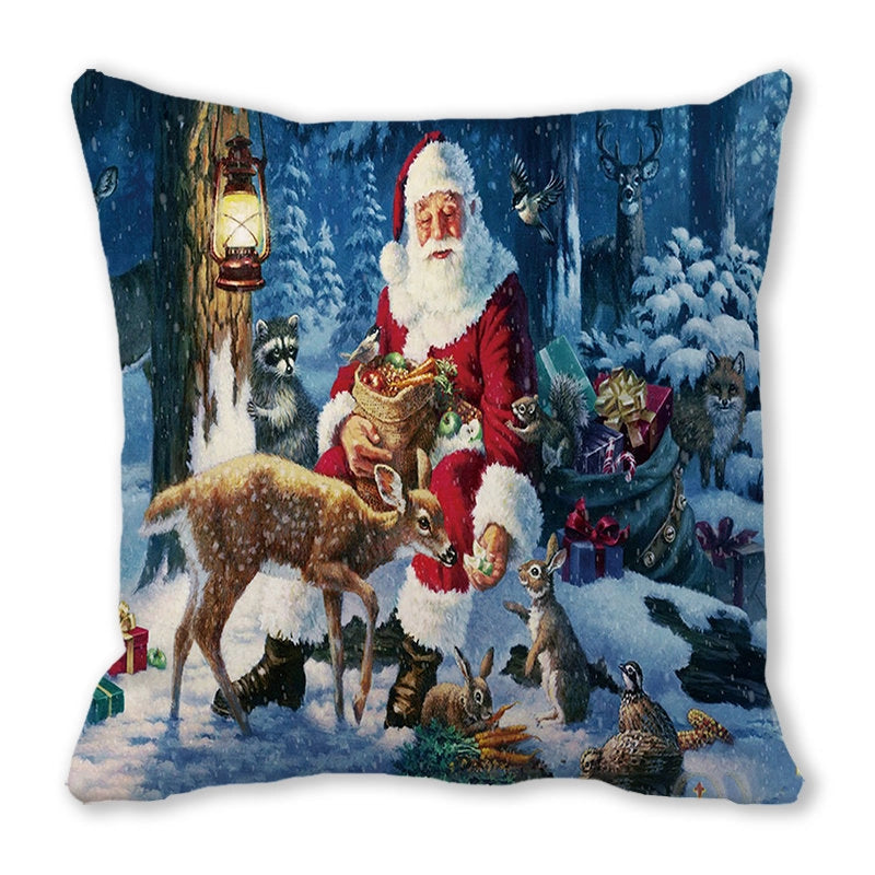 Christmas Pastoral Santa Claus Chemical Fiber Pillow Cases Couch & Sofa Decor