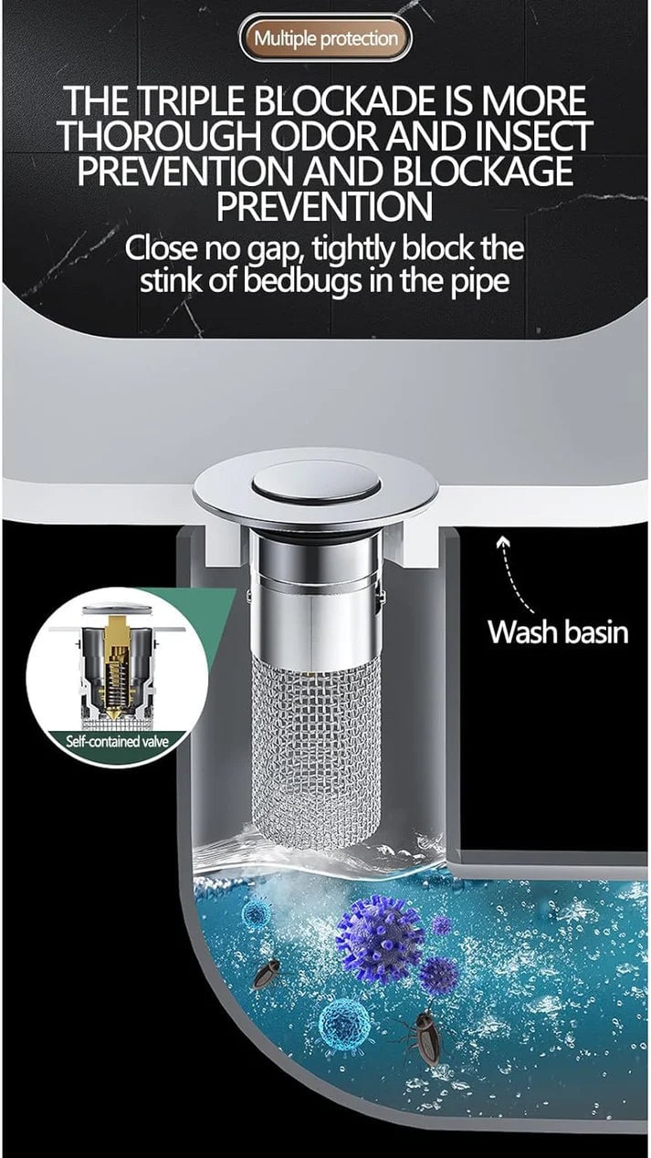 2-IN-1 POP-UP SINK PLUG WITH HAIR CONTAINER (2 PIECES)