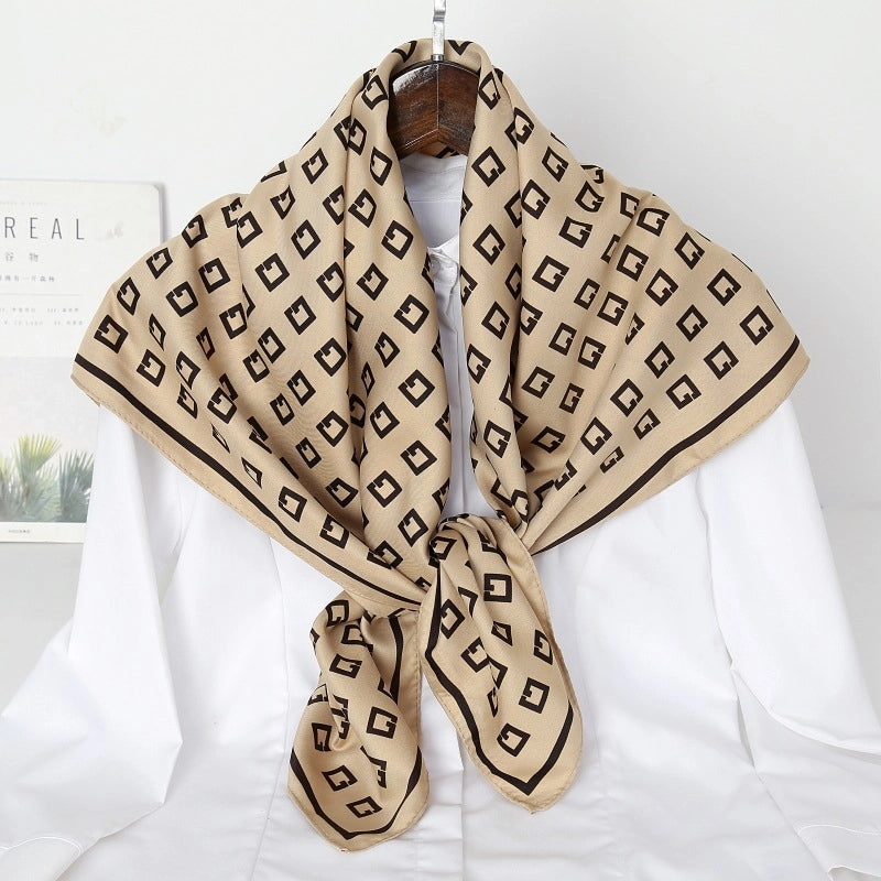 Women's Casual Printing Satin Polyester Silk Scarf