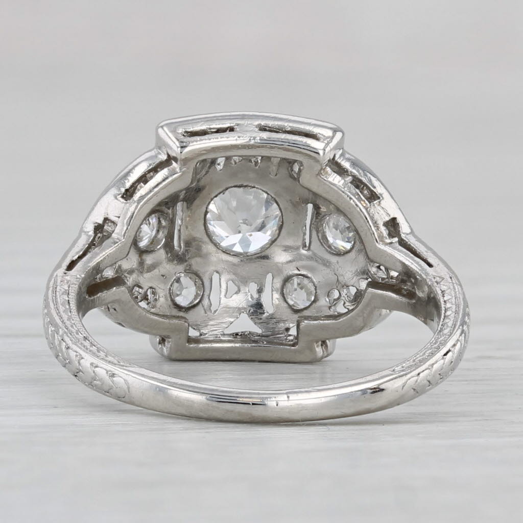 Vintage 0.27ctw Old European Cut Diamond Ring Platinum Art Deco Engagement Sz 4