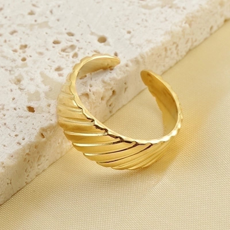 Retro Geometric 304 Stainless Steel Titanium Steel 18K Gold Plated Plating Stainless Steel Rings