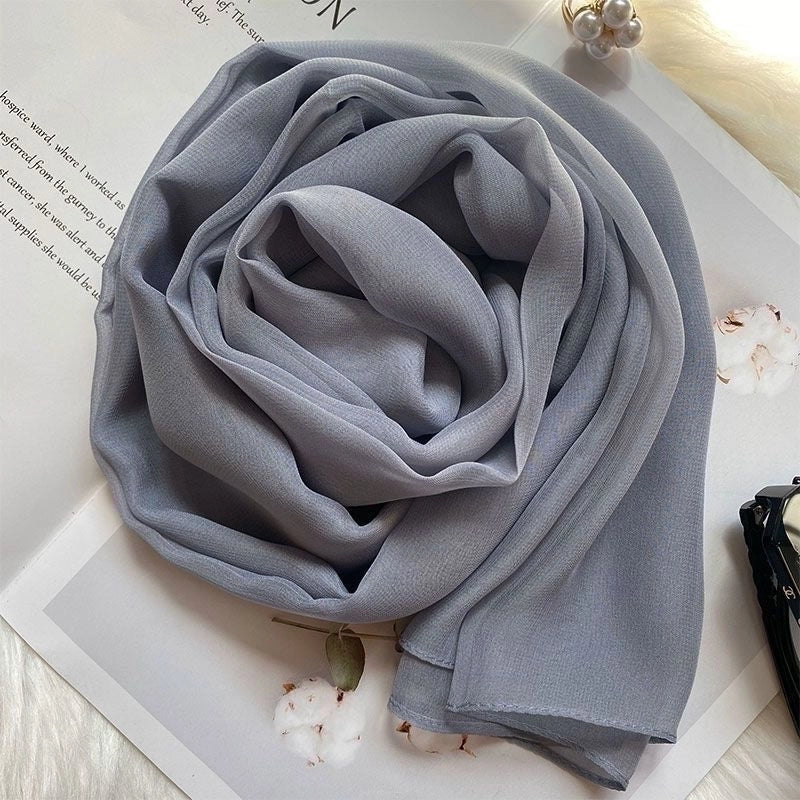 Women's Basic Lady Solid Color Georgette Silk Scarf