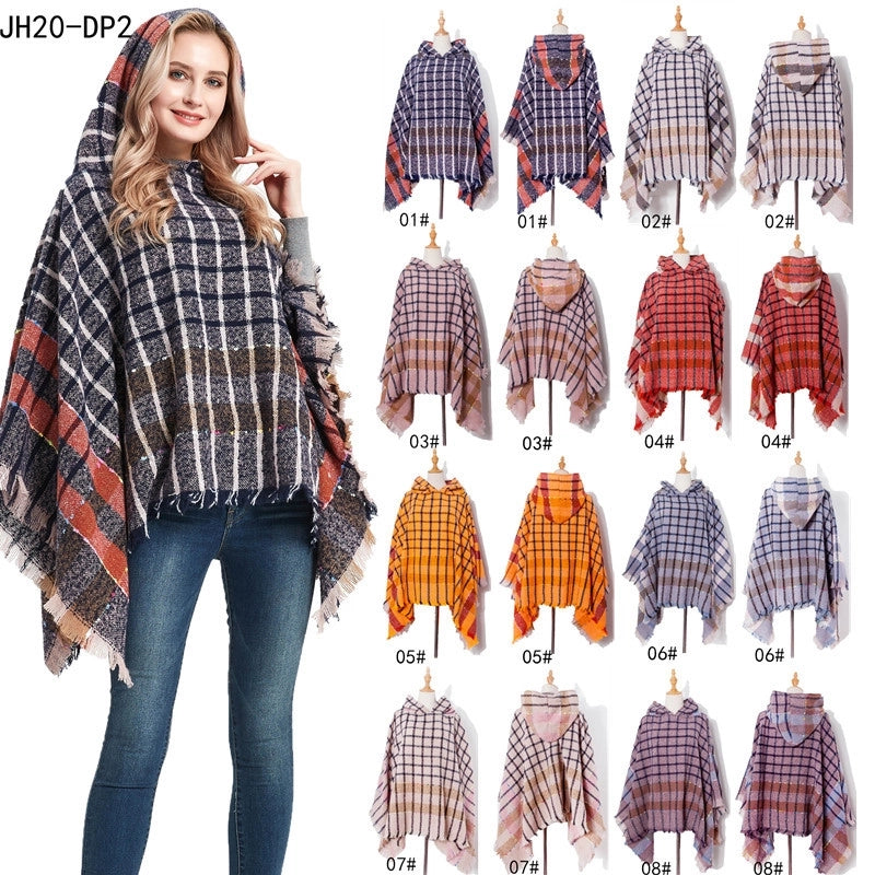 Unisex Streetwear Lattice Polyester Tassel Shawl