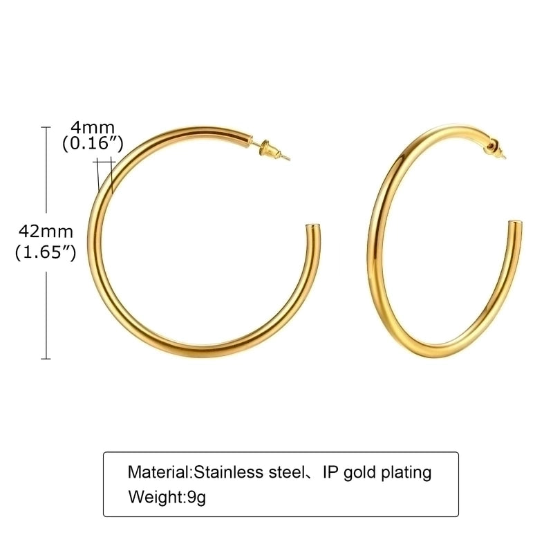 1 Pair Minimalist Solid Color 304 Stainless Steel Gold Plated Stainless Steel Earrings