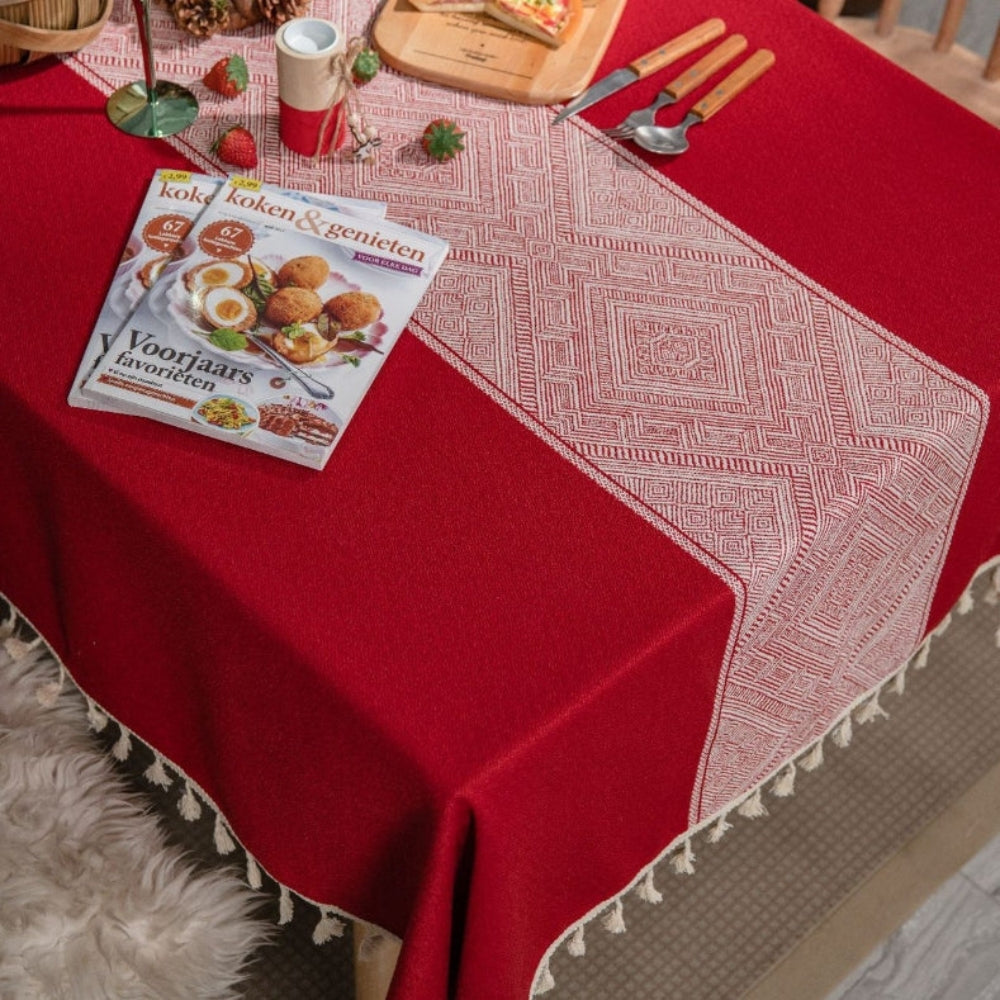 Geometric Tassel Tablecloth