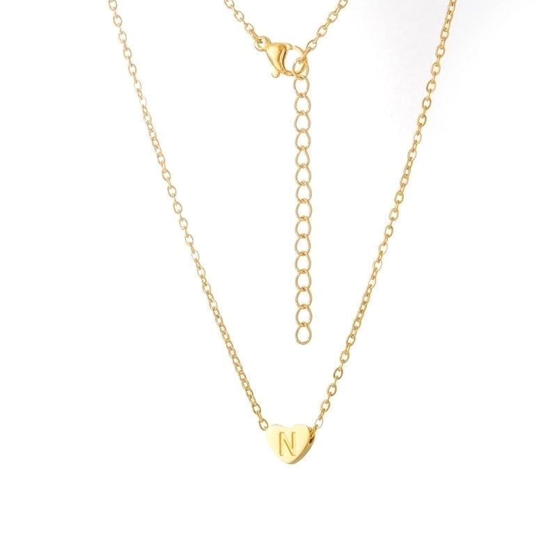 Stainless Steel Titanium Steel 18K Gold Plated Minimalist Letter Heart Shape None Pendant Necklace