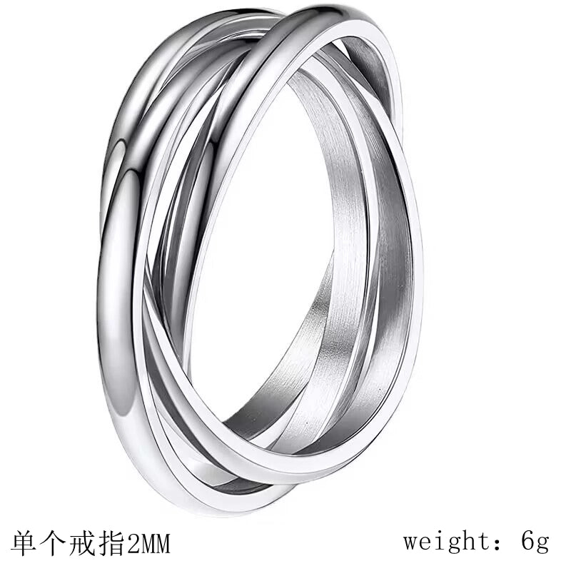 Casual Minimalist Solid Color Titanium Steel 18K Gold Plated Polishing Plating Rings