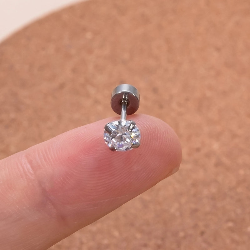 1 Piece Ear Cartilage Rings & Studs Sweet Minimalist Classic Style Geometric Round 316L Stainless Steel  Plating Inlay Zircon