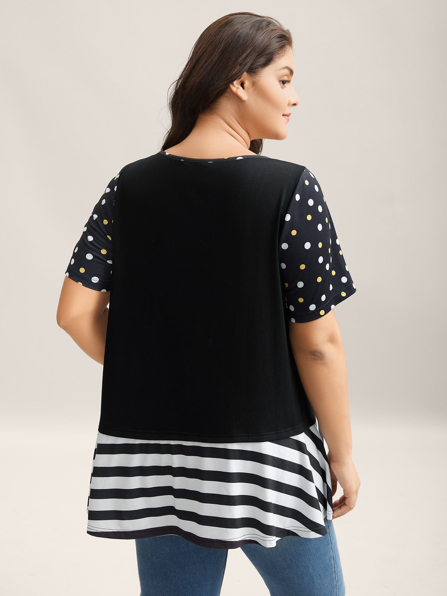 Supersoft Stretchy Polka Dots Stripe T-Shirt